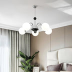 Chandelier Curved Arms Globe Shades Modern Retro Style Dining