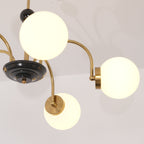 Chandelier Curved Arms Globe Shades Modern Retro Style Dining