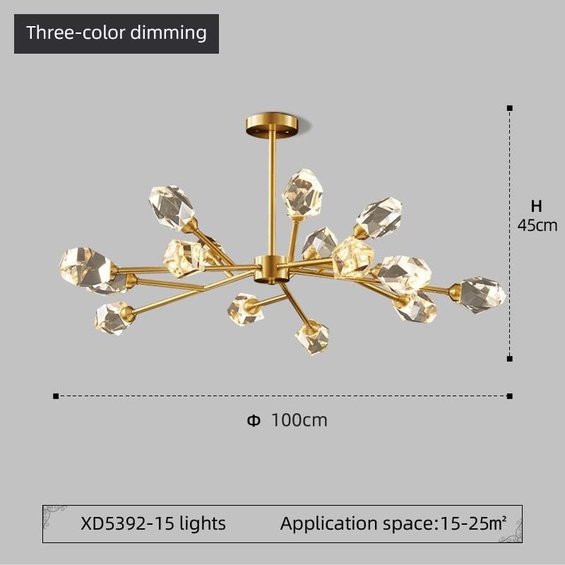 Kristy Luxurious Crystal Chandelier Living Room Golden