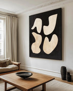 Organic Shape Black Warm Beige Oil Painting