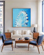 Blue Gondolas Vivid Sky-Blue Background Oil Painting