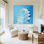 Blue Gondolas Vivid Sky-Blue Background Oil Painting