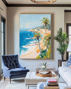 Coastal Palms Ocean Seascape Oil Painting