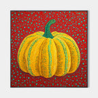 Dot Art Pumpkin Painting Vibrant Yellow and Red