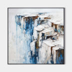 Textured Abstract Cliff Painting Bold Blue