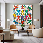 Pop Art Dancing Figures Colorful Celebration Oil Painting