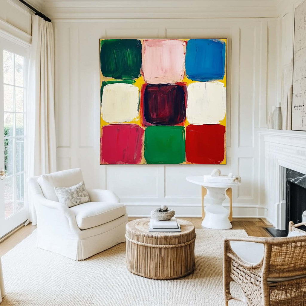Grid Abstract Expressionist Oil Painting