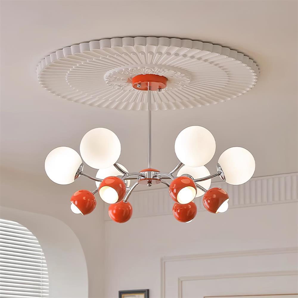 Chandelier Glass Metal Dome Petal Shades Minimalist Ambient Glow