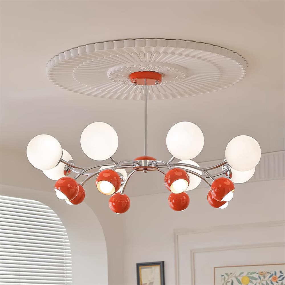 Chandelier Glass Metal Dome Petal Shades Minimalist Ambient Glow