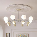 Chandelier Glass Metal Dome Petal Shades Minimalist Ambient Glow