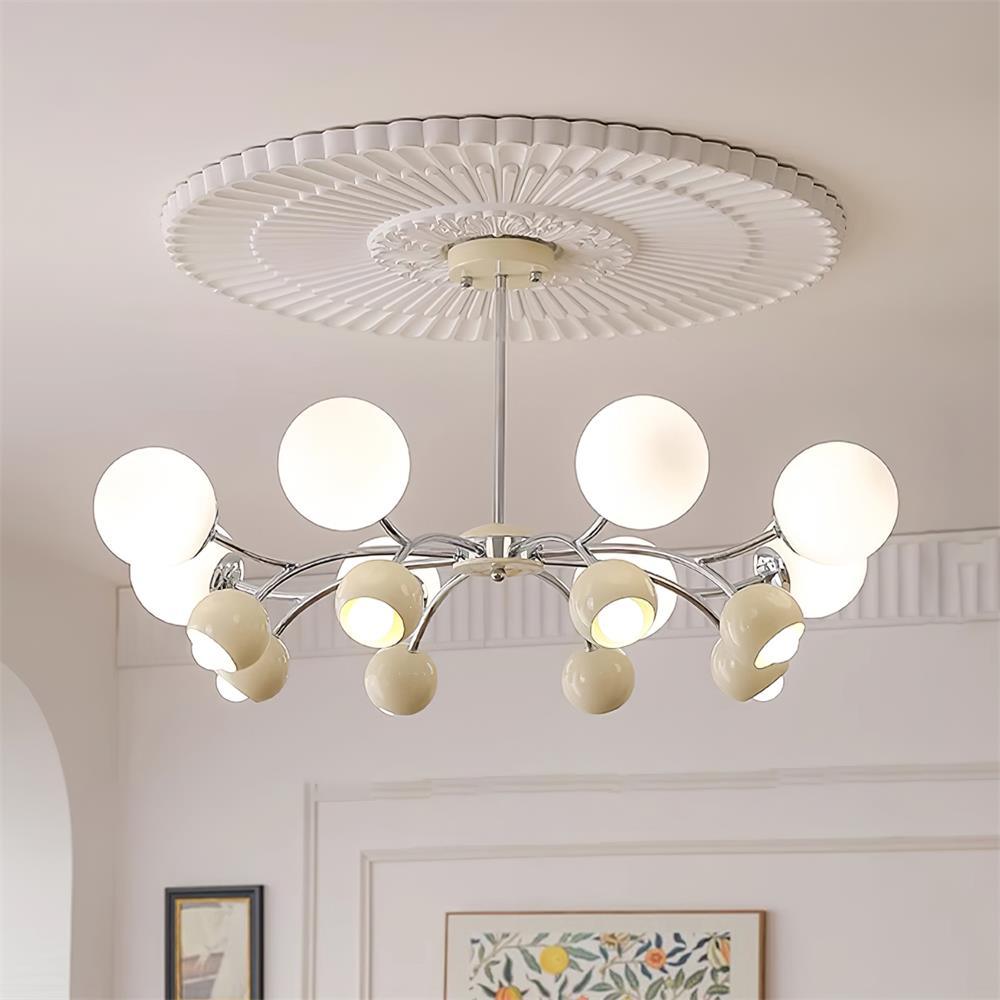Chandelier Glass Metal Dome Petal Shades Minimalist Ambient Glow