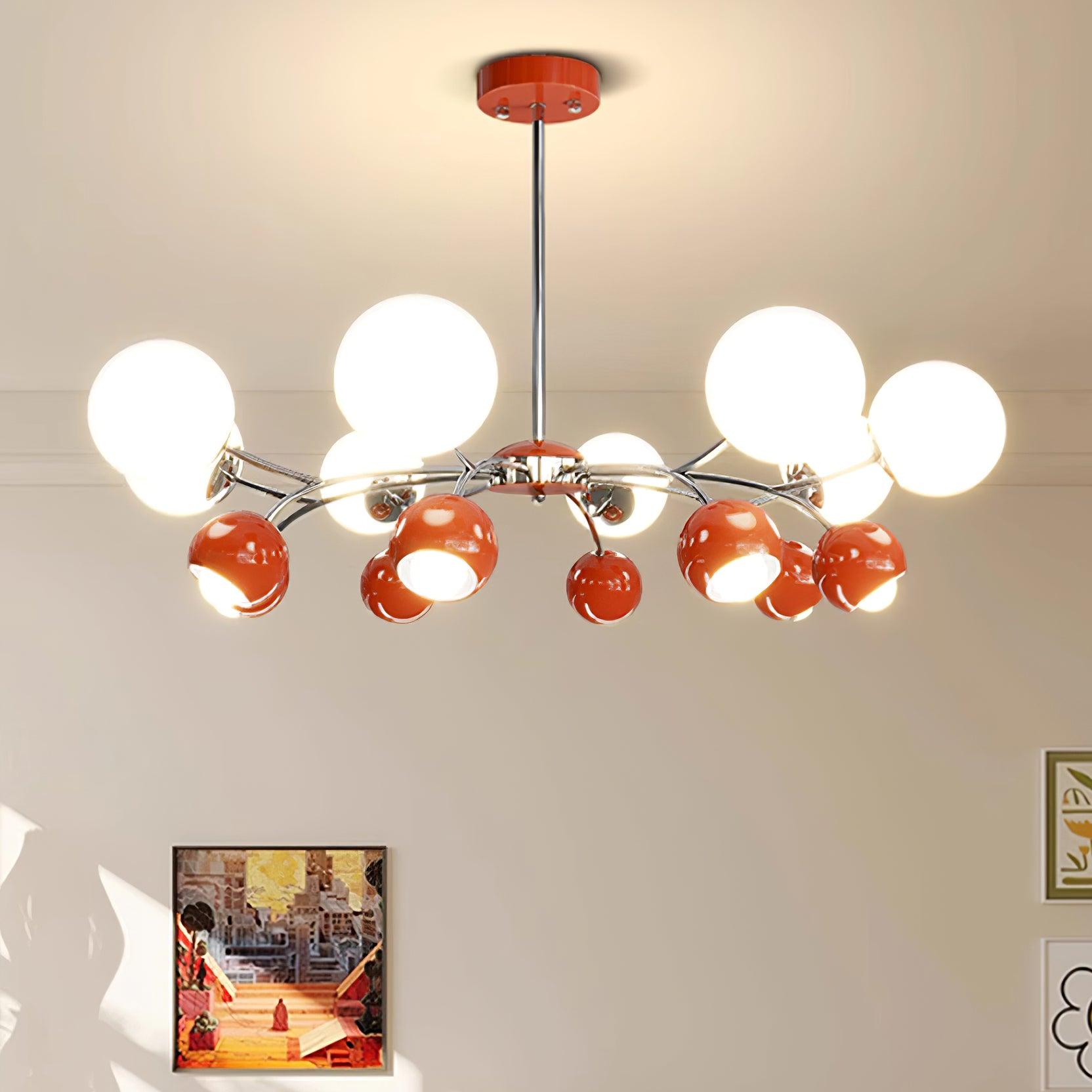 Chandelier Glass Metal Dome Petal Shades Minimalist Ambient Glow