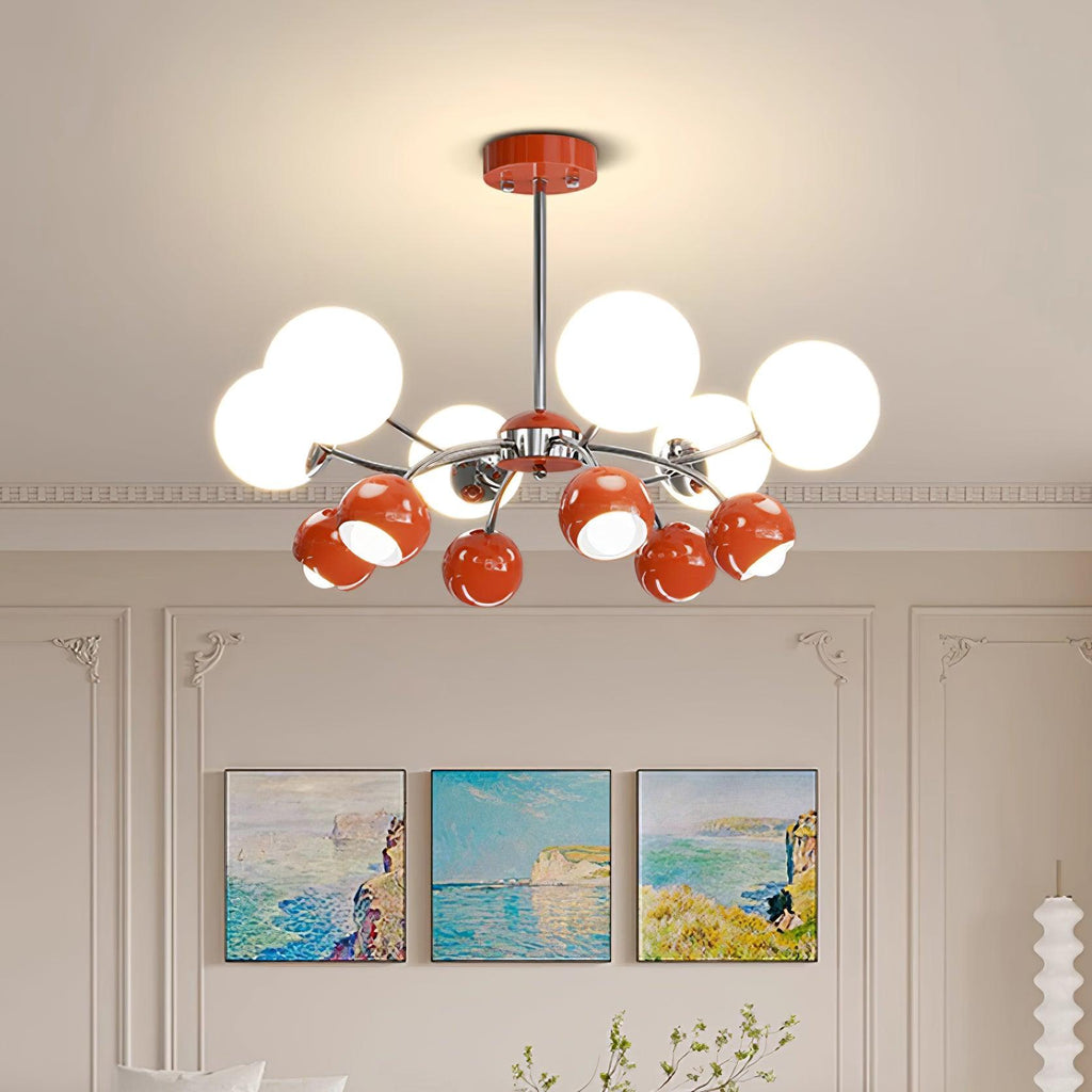 Chandelier Glass Metal Dome Petal Shades Minimalist Ambient Glow