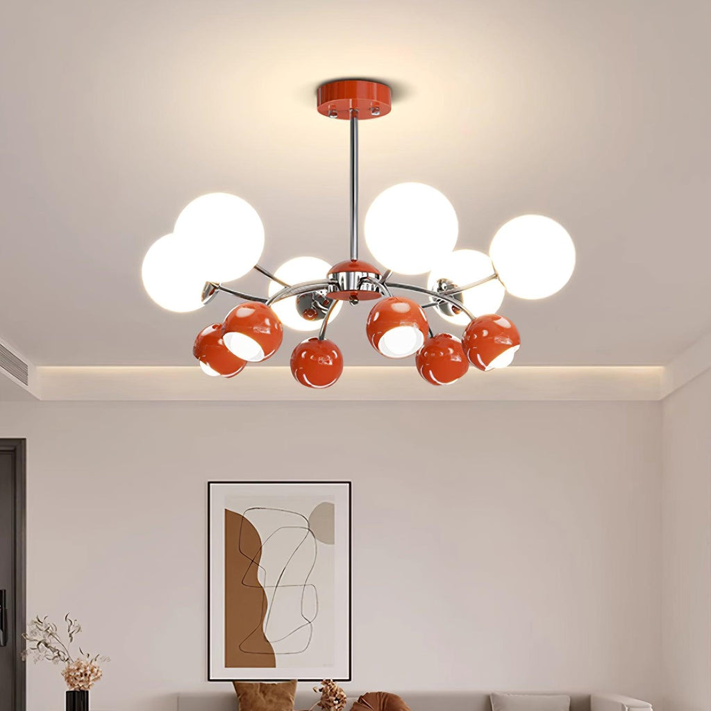 Chandelier Glass Metal Dome Petal Shades Minimalist Ambient Glow