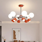 Chandelier Glass Metal Dome Petal Shades Minimalist Ambient Glow