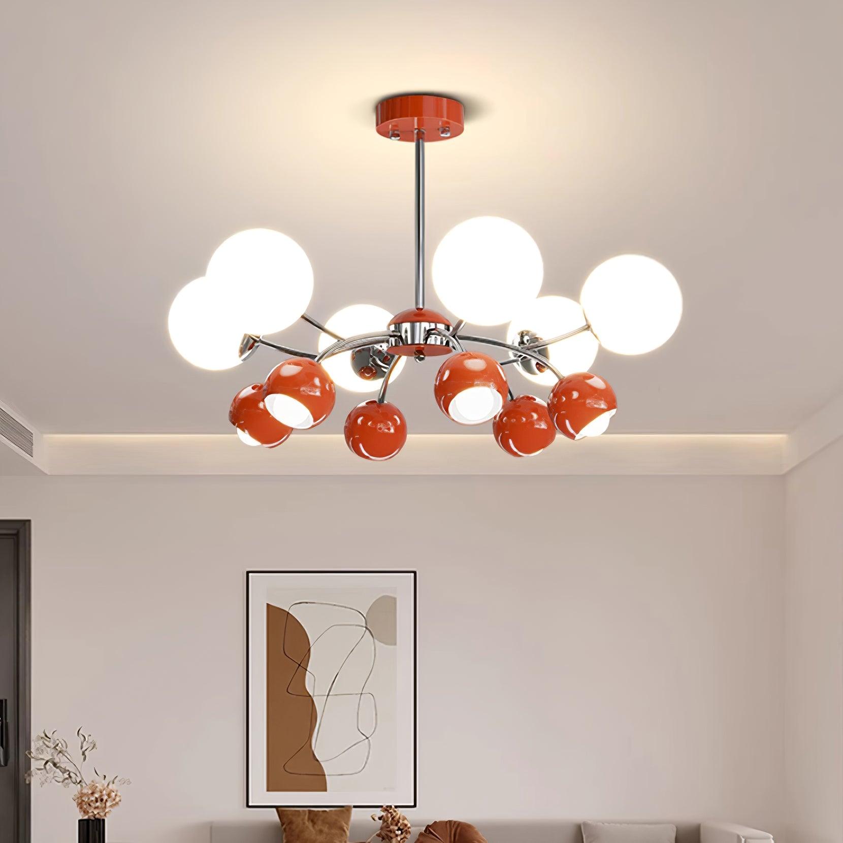 Chandelier Glass Metal Dome Petal Shades Minimalist Ambient Glow