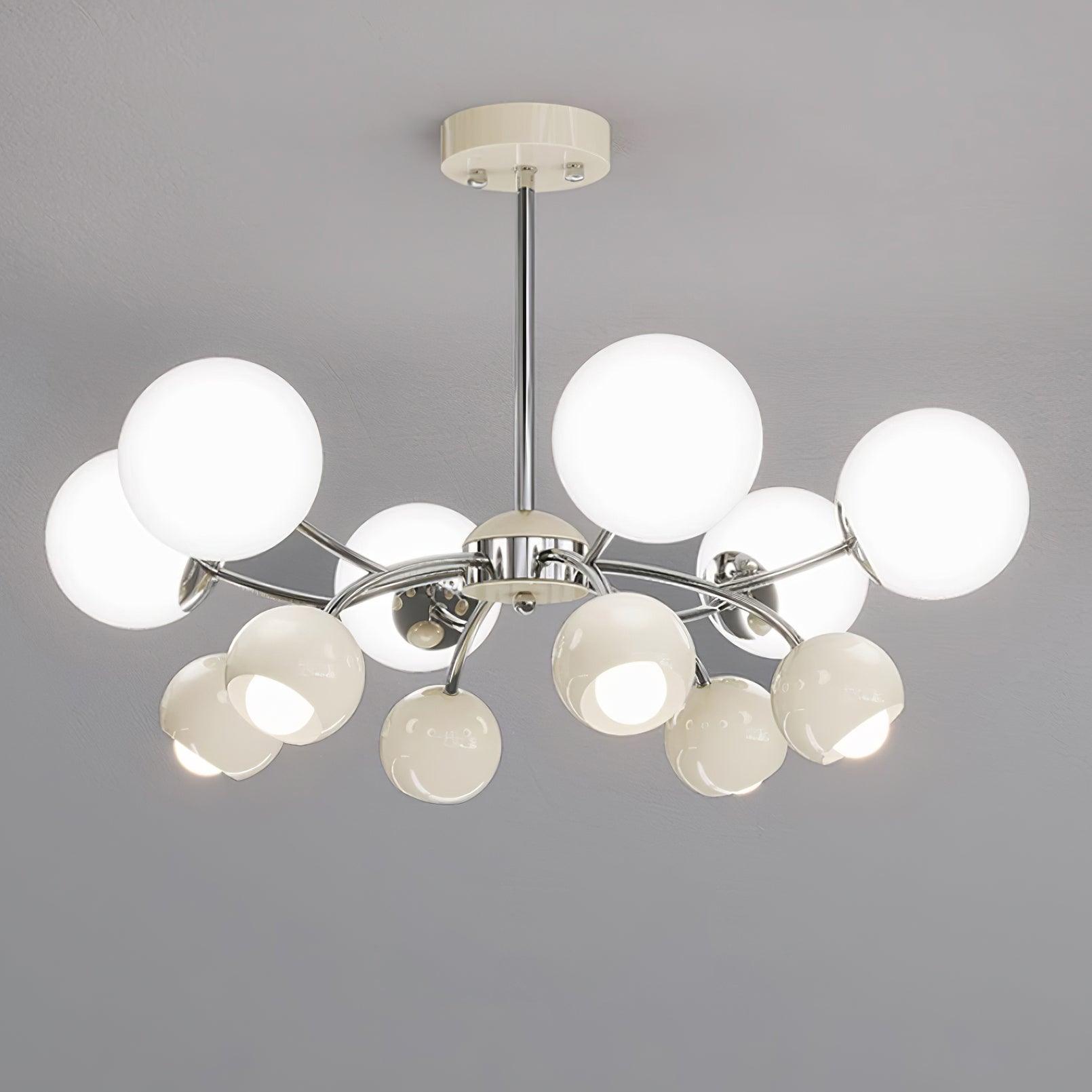 Chandelier Glass Metal Dome Petal Shades Minimalist Ambient Glow