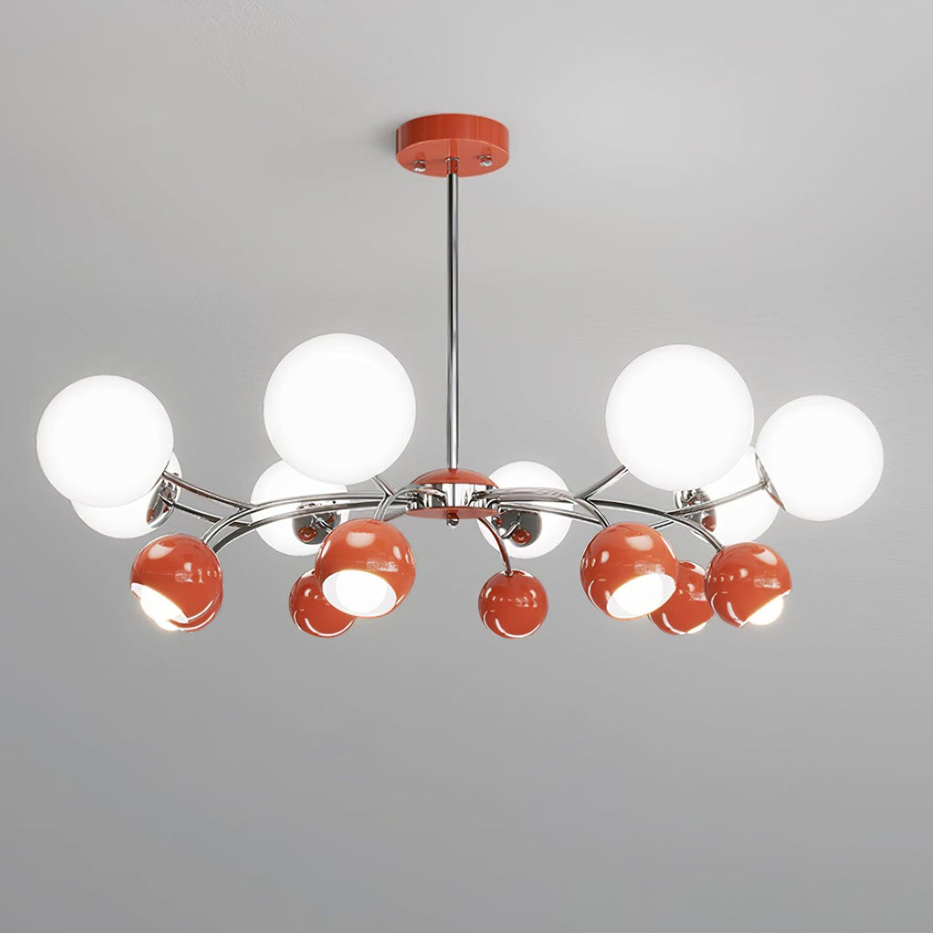 Chandelier Glass Metal Dome Petal Shades Minimalist Ambient Glow