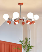 Chandelier Glass Metal Dome Petal Shades Minimalist Ambient Glow