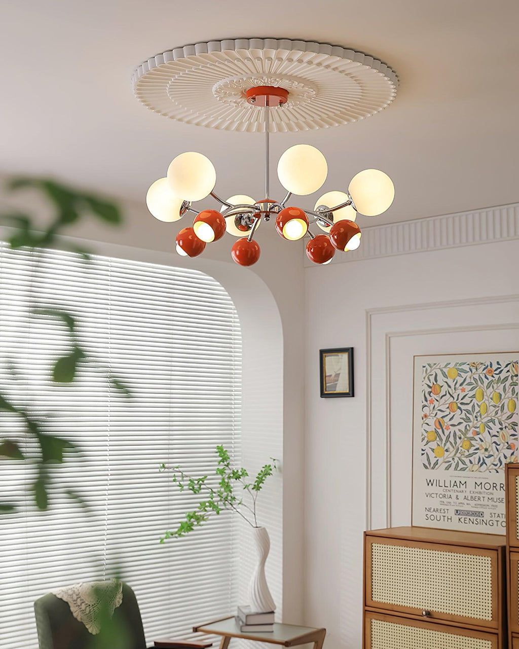 Chandelier Glass Metal Dome Petal Shades Minimalist Ambient Glow