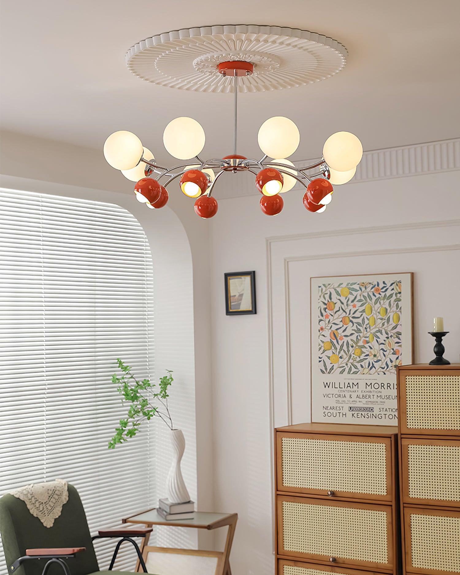 Chandelier Glass Metal Dome Petal Shades Minimalist Ambient Glow