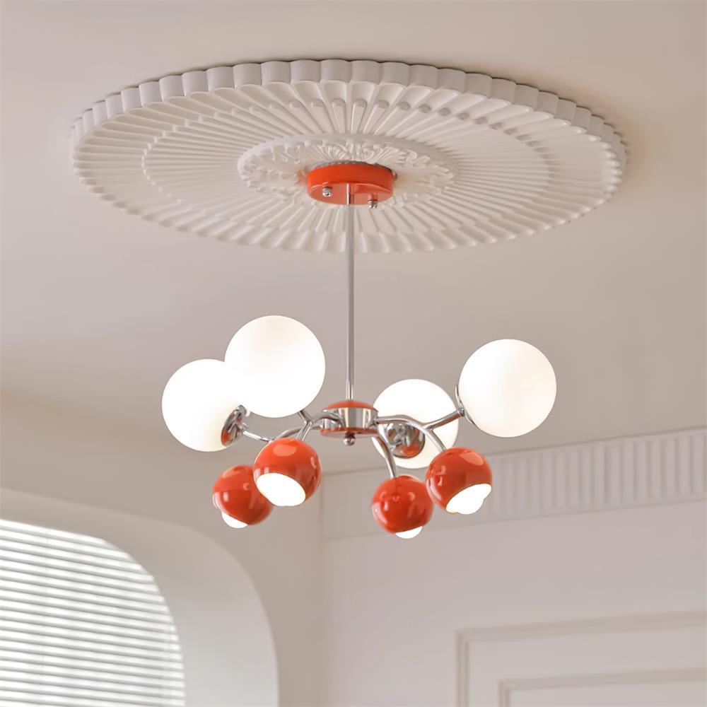 Chandelier Glass Metal Dome Petal Shades Minimalist Ambient Glow