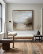 Misty Monochrome Lakescape Abstract Painting