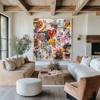 Graffiti-Style Abstract Heart Painting Neo-Expressionist