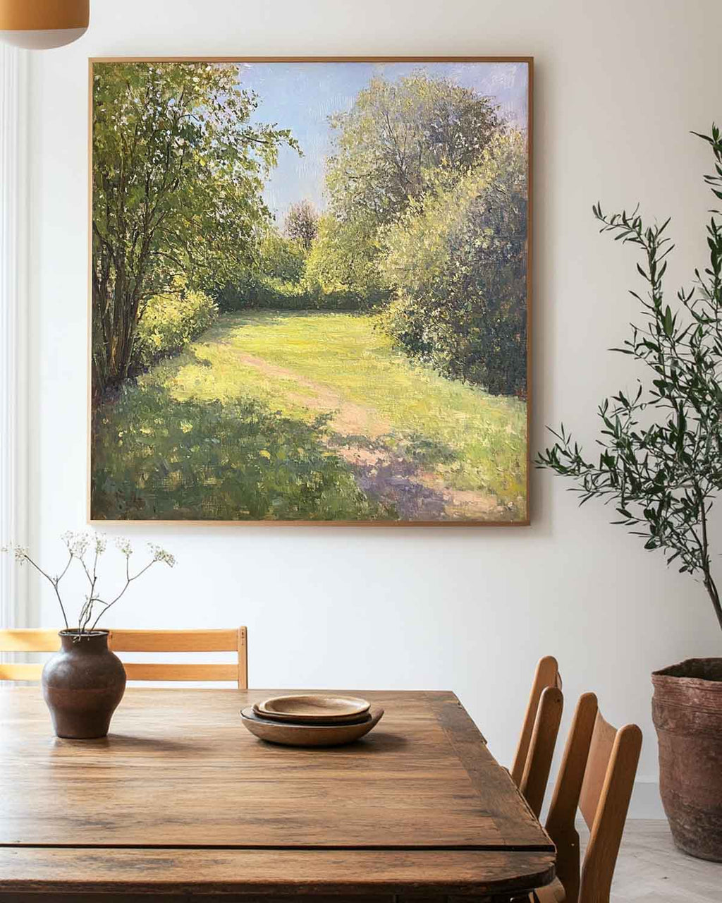 Impressionist Green Landscape Oil Painting