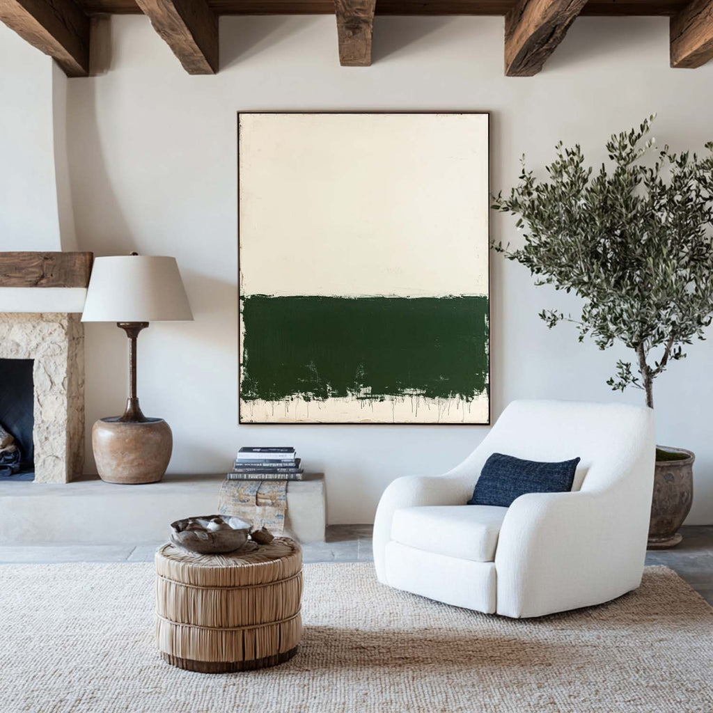 Field Deep Green and Cream Oil Painting