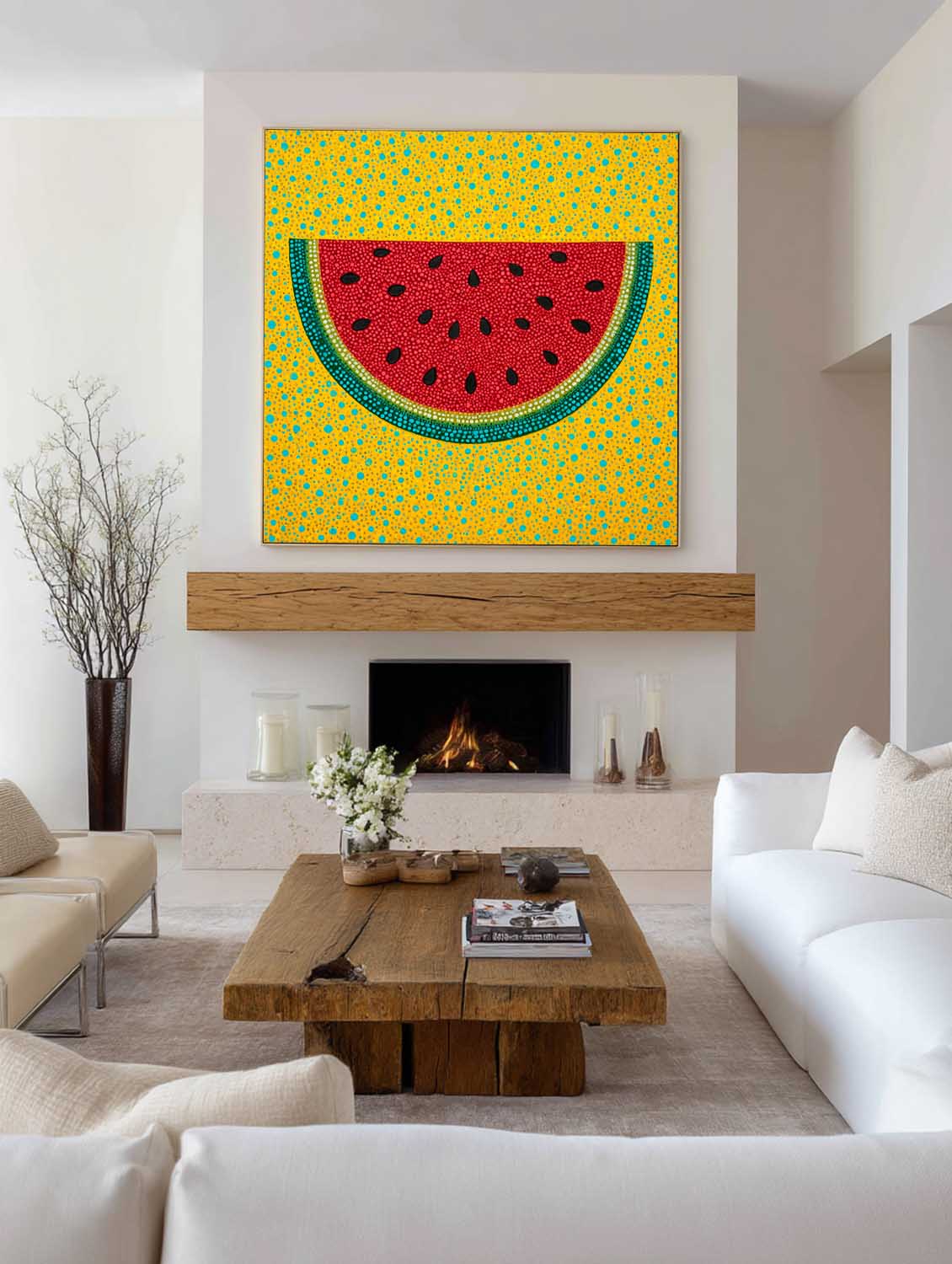 Dot Art Watermelon Slice Painting Vibrant