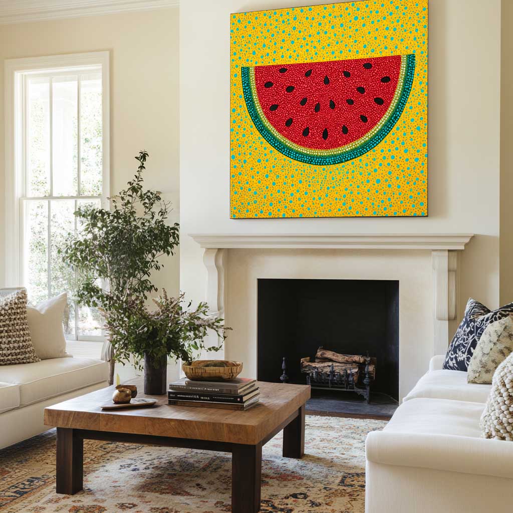Dot Art Watermelon Slice Painting Vibrant