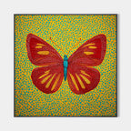 Dot Art Butterfly Painting Vibrant Red