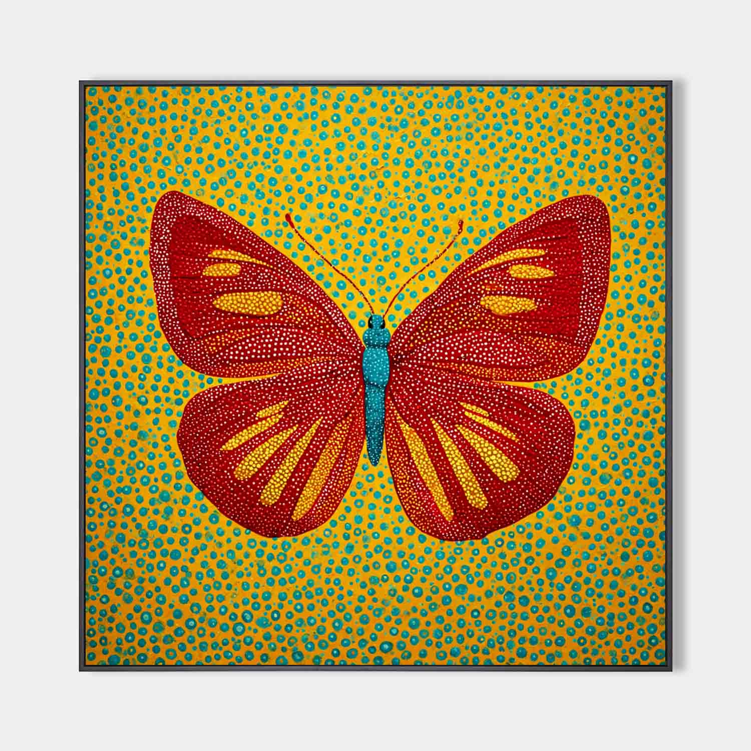 Dot Art Butterfly Painting Vibrant Red