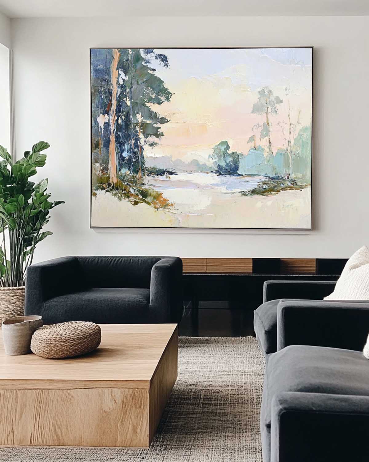 Forest Landscape Sunrise Oil Painting