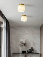 Otheyra  Globe Brass Alabaster  Ceiling Light