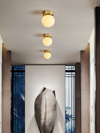 Otheyra  Globe Brass Alabaster  Ceiling Light