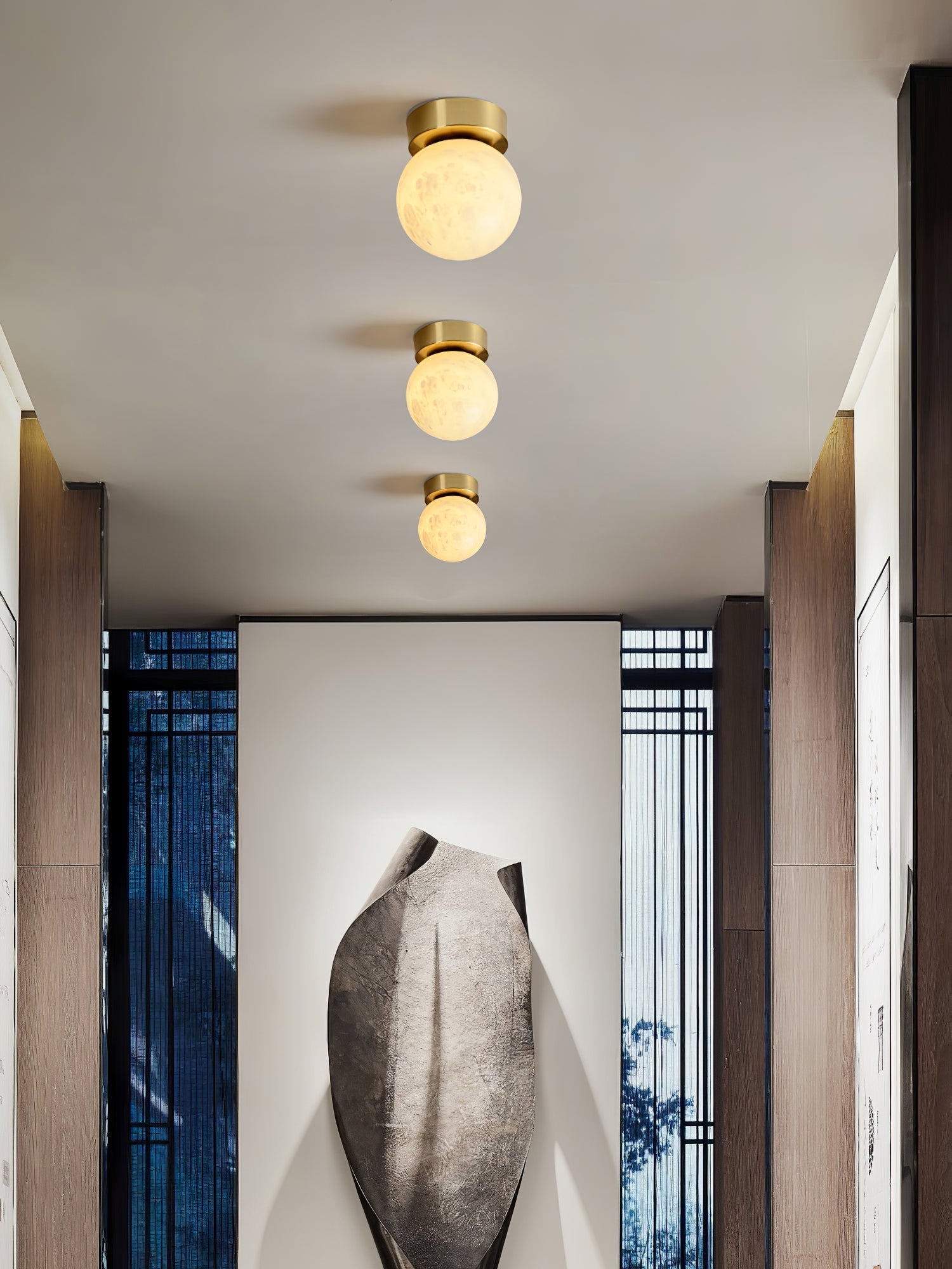 Otheyra  Globe Brass Alabaster  Ceiling Light