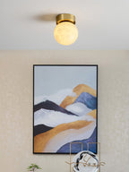 Otheyra  Globe Brass Alabaster  Ceiling Light