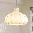Pendant Light Silky Pleated Silk Shade White