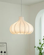 Pendant Light Silky Pleated Silk Shade White