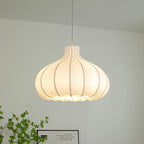 Pendant Light Silky Pleated Silk Shade White