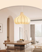 Pendant Light Silky Pleated Silk Shade White