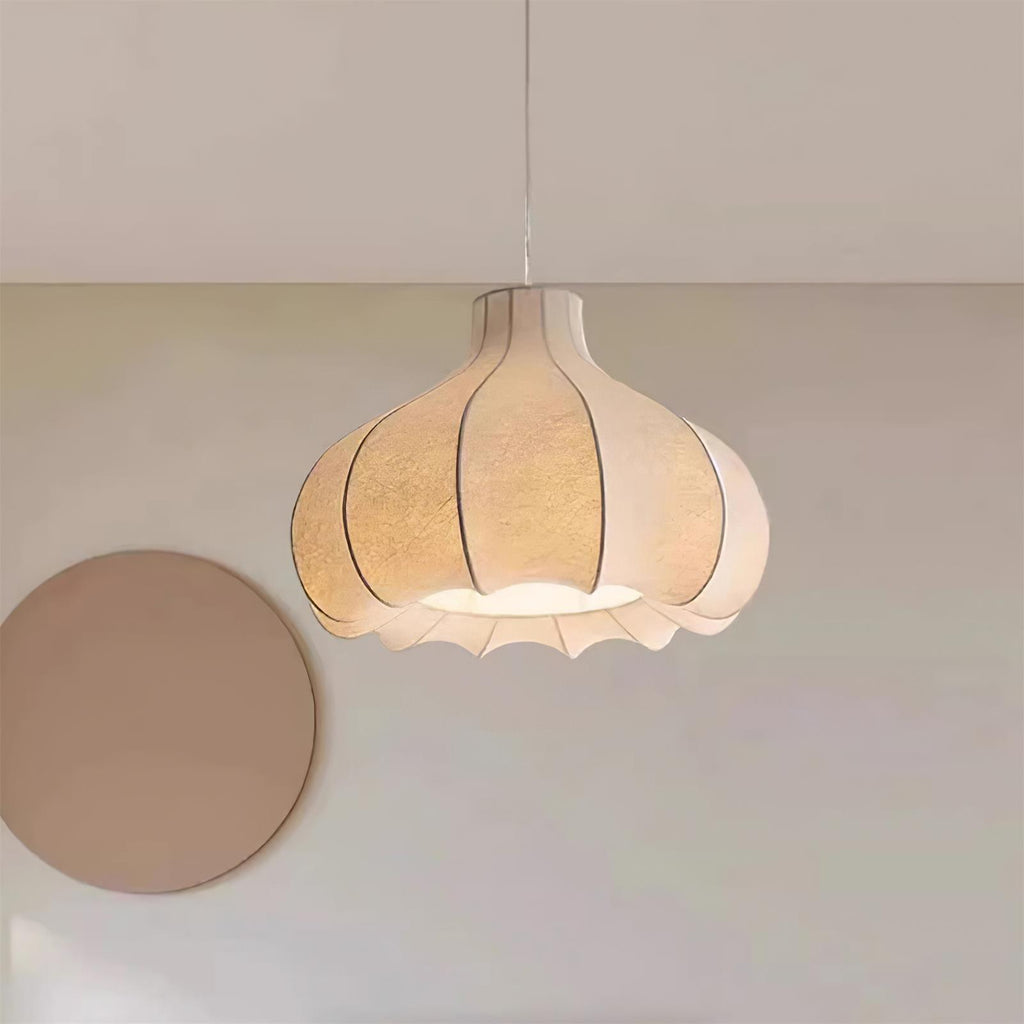 Pendant Light Silky Pleated Silk Shade White