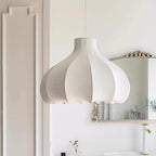 Pendant Light Silky Pleated Silk Shade White