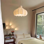 Pendant Light Silky Pleated Silk Shade White