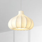 Pendant Light Silky Pleated Silk Shade White