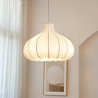 Pendant Light Silky Pleated Silk Shade White