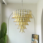 Aurora Chandelier Amber Petals Murano Glass Layered Lotus