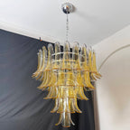 Aurora Chandelier Amber Petals Murano Glass Layered Lotus